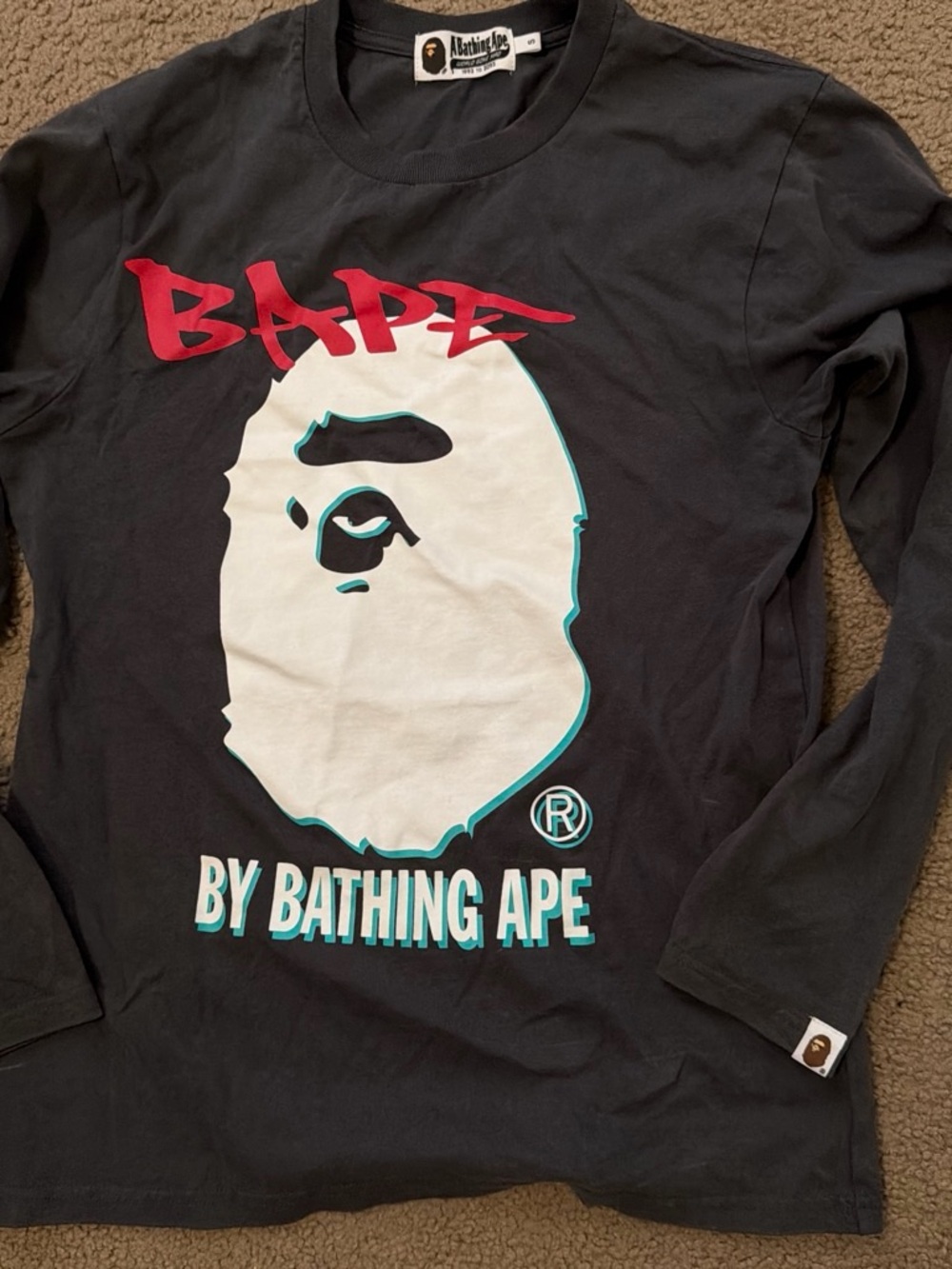 BAPE Black Long Sleeve Graphic Tee by A Bathing Ape